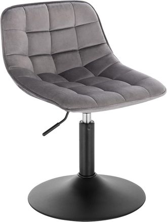 Woltu 1x Taburetes Con Respaldo Terciopelo Taburetes Cocina Regulable En Altura Taburete Giratorio Peluquer&iacute;a Sillas Bar Taburete De Escritorio Gris Oscuro 