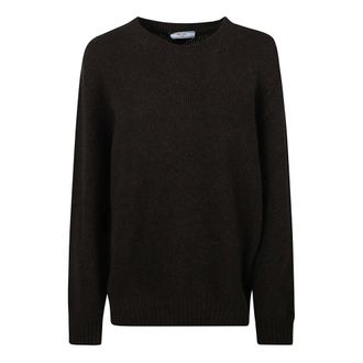 Prada Trui met ronde hals van wol en kasjmier - Dames - Truien - Bruin - Maat: M Wol