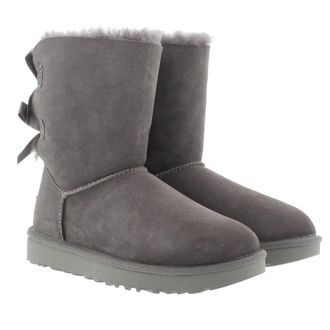 UGG Bailey Bow II Suede Womens Ankle Boots - Grey - Size:UK 6