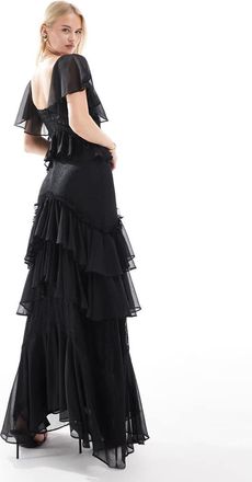 Asos Design Robes Evasee Mi Longue Robe Noir Robe Longue Droite