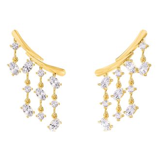 Diamond2Deal 18k Vermeil Plated Silver 3 Ct Oval Cut Lab Grown Diamond Fancy Drop & Dangle Earrings