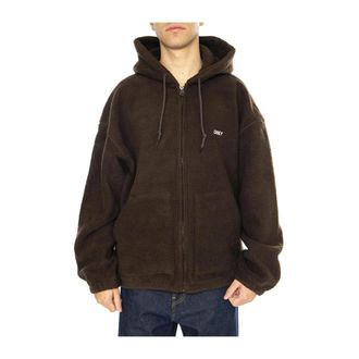 Obey Hooded Zip Jacket - Heren - Vesten met rits - Bruin - L - Polyester - Hoodies & sweatvesten