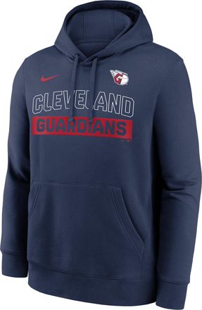 Nike Cleveland Guardians Club Nike Mens MLB Pullover Hoodie in Blue | NKDK44BGUA-2VW