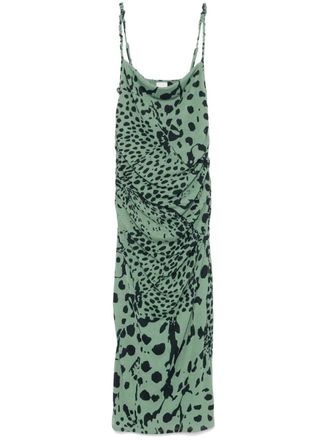 Nanushka animal-print midi dress - women - Recycled Polyester Pongee - L - Green