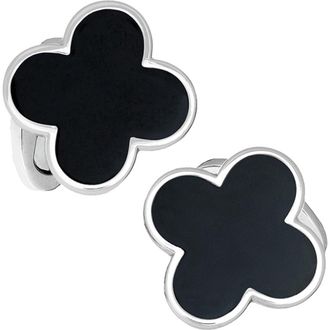 Jan Leslie Four Leaf Clover Sterling Silver Cufflinks in Black at Nordstrom