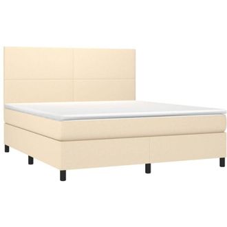 vidaXL Vidaxl - Cama Box Spring Colch&oacute;n Y Luces Led Tela Crema 160x200 Cm