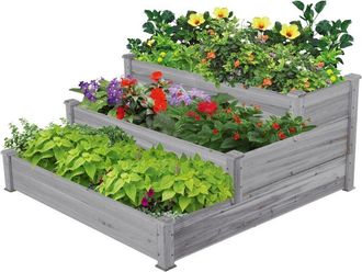 Yaheetech Yaheetech Jardinera Elevado De Madera Huerto Urbano Terraza Mesa De Cultivo Para Cultivo Flores Verduras Hierbas 120.5x59x76.5 Cm Marr&oacute;n Claro