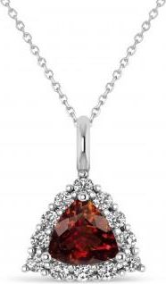 Allurez Diamond & Garnet Trillion Cut Pendant Necklace 14k White Gold (1.7ct)