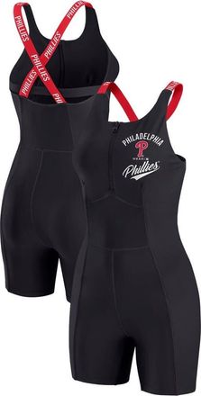 WEAR by Erin Andrews Womens WEAR by Erin Andrews Black Philadelphia Phillies Bodycon Quarter-Zip Romper at Nordstrom, Size X-Large