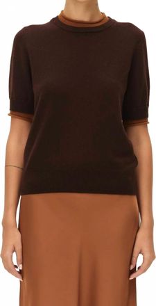 Elodie Sloane Knit Crew Neck Sweater In Brown Camel