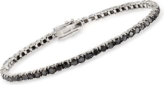 Ross-Simons Black Diamond Tennis Bracelet in 14kt White Gold