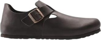 Birkenstock London - Heren - Platte Schoenen - Bruin - 45 EU - Leer - Schoenen