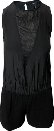 Maje Jumpsuit with V-neck Detail in Black Silk