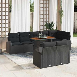 vidaXL Conjunto De Sof&aacute; De Jard&iacute;n 9 Pcs Negro 100 X 55 X 73 Cm Vidaxl