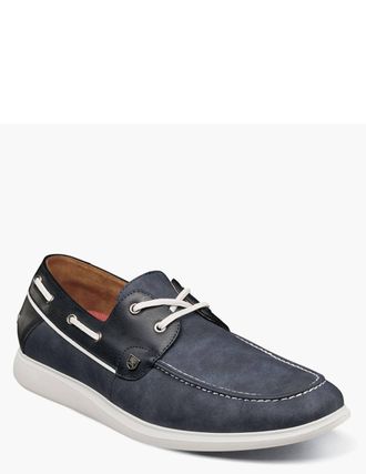 Stacy Adams Mens Reid Moc Toe Boat Shoe In Navy