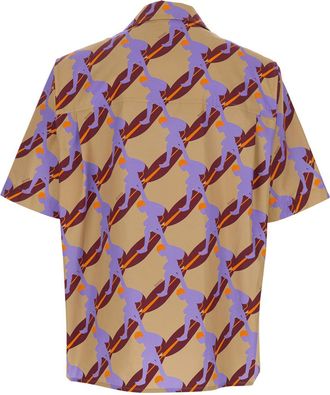 Gucci Mens Multicolor Bowling Shirt With Cuban Collar Cotton