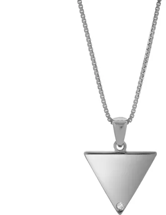 LuvMyJewelry Corinne Sterling Silver 0.01 Ct Diamond Triangle Pendant