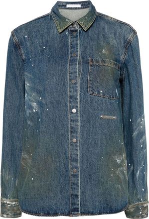 Helmut Lang painted denim shirt - women - Cotton - S - Blue