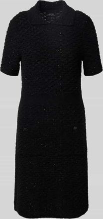 Marc Cain Knielanges Kleid mit Alpaka-Anteil und Pailettenbesatz in Black, Größe 34