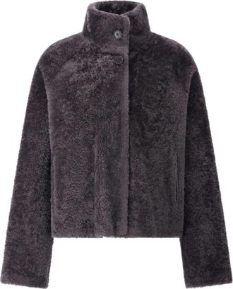 Arma Omkeerbare Teddyjas met Leer - Dames - Leren en Su&egrave;de Jassen - Grijs - M - Leer - Jassen