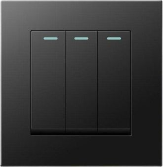 OEM Interruptor De Luz - Cableado Muy Sencillo - Apto Para Dormitorio, Sal&oacute;n Y Ba&ntilde;o - Negro - 868635 Mm
