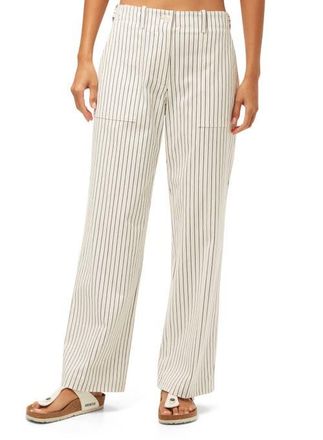 Trina Turk Antonia Striped Straight Leg Pant in Whitewash/ink at Nordstrom, Size 10