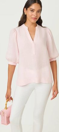 Lilly Pulitzer Mialeigh Linen Top In Pink Muse