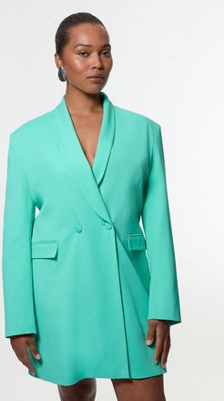 Karen Millen Womens Plus Size Polished Tailored Double Breasted Sinch Detail Blazer Mini Dress - Blue Viscose - Size 20 UK