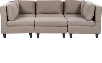 Beliani Sof&aacute; Modular Moderno 5 Plazas Tapizado Tela Poli&eacute;ster Respaldo Acolchado Con Otomana Forma De U Marr&oacute;n Unstad