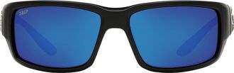 Costa Fantail 59mm Polarized Mirror Rectangular Sunglasses in Matte Black/Blue Mirror at Nordstrom