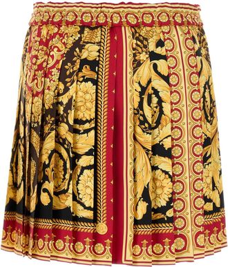 Versace Womens Printed Silk Mini Skirt Paraderedblackdarkbrown 1.outer Fabric:silktrim:silk Gonne