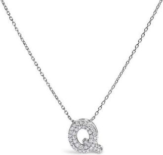 House of Brilliance 10K Gold Diamond Accent A-Z Initial Bubble Pendant Necklace in White | Q at Nordstrom