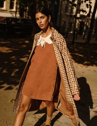 Nobody's Child Brown Cord Austin Pinafore Mini Dress