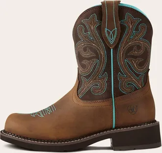 Ariat Womens Fatbaby Heritage Western Boot In Distressed Brown/fudge