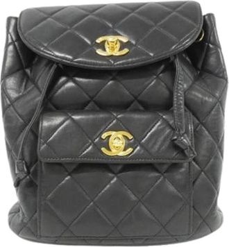 Chanel Pre-owned 04194 Rugzak - Dames - Vintage Rugzakken - Zwart - ONE Size - Leer - Vintage