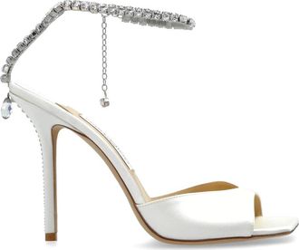 Jimmy Choo London Saeda Sandalen met Hoge Hakken - Dames - Sandalen met hakken - Wit - 41 EU - Leer - Schoenen