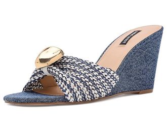 Nine West Nessla Womens Dress Sandals Cream/Denim : 6.5 M, Synthetic