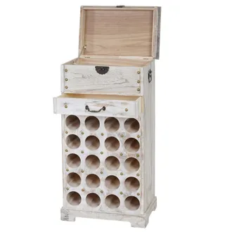 Hhg Hhg - Botellero Lucan T323, Botellero Estante Para 20 Botellas, 94x48x31cm, Aspecto Shabby, Vintage, Blanco