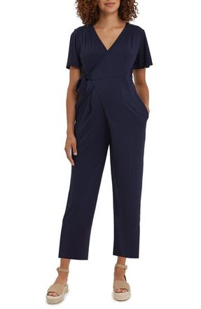 Nom Maternity Lucia Maternity Jumpsuit in Navy at Nordstrom, Size Medium