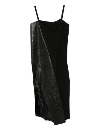 Junya Watanabe panelled dress - women - Polyurethane/Wool - L - Black