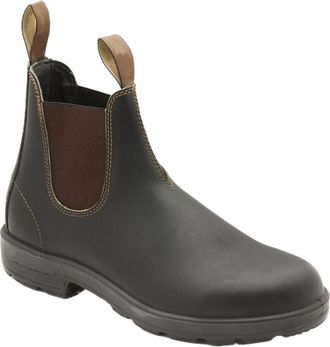 Generic Muyin Round Toe Ankle Boots for Men PU Elastic Sided Slip on Anti-Slip Wearable Non Slip Casual (Color : Black and Brown, Size : 10.5 UK)