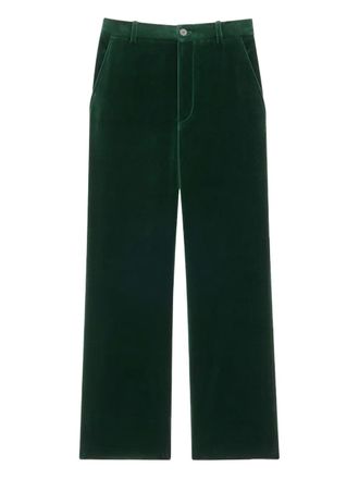 Saint Laurent velvet straight-leg trousers - Green