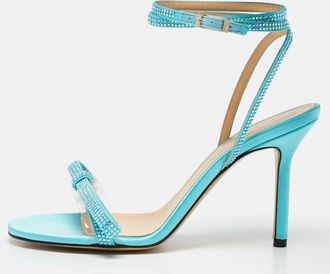 Mach & Mach Blue Satin And Pvc French Bow Sandals