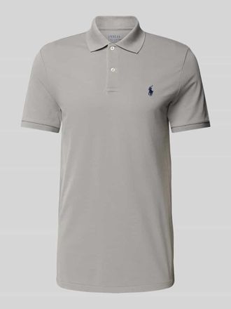 Polo Ralph Lauren Tailored Fit Poloshirt mit Logo-Stitching in Mittelgrau, Größe XXL