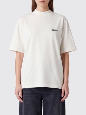 The Attico T-shirt girocollo in cotone con spalle scese e logo tono su tono