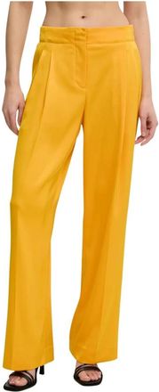 2nd Day Carter Wijde Broek - Dames - Straight fit broeken - Geel - S - Polyester - Broeken