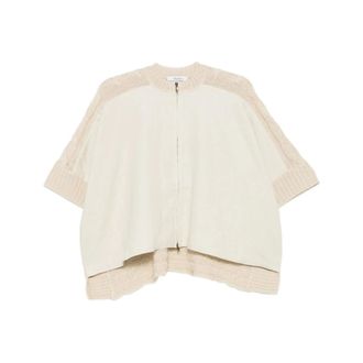 Max Mara Light Jackets, female, Beige, Size: XS Cable Knit Sweater