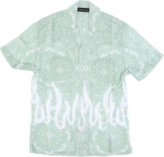 Vision Of Super Flames Bandana Korte Mouw Shirt Groen - Heren - Korte mouwen Overhemden - Groen - S - Leer - Overhemden