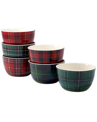Certified International Christmas Plaid Set Of 6 Ice Cream Bowl