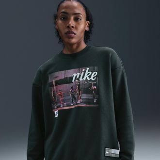 Nike Womens Club Fleece Loose Crew in Green | IM8971-390